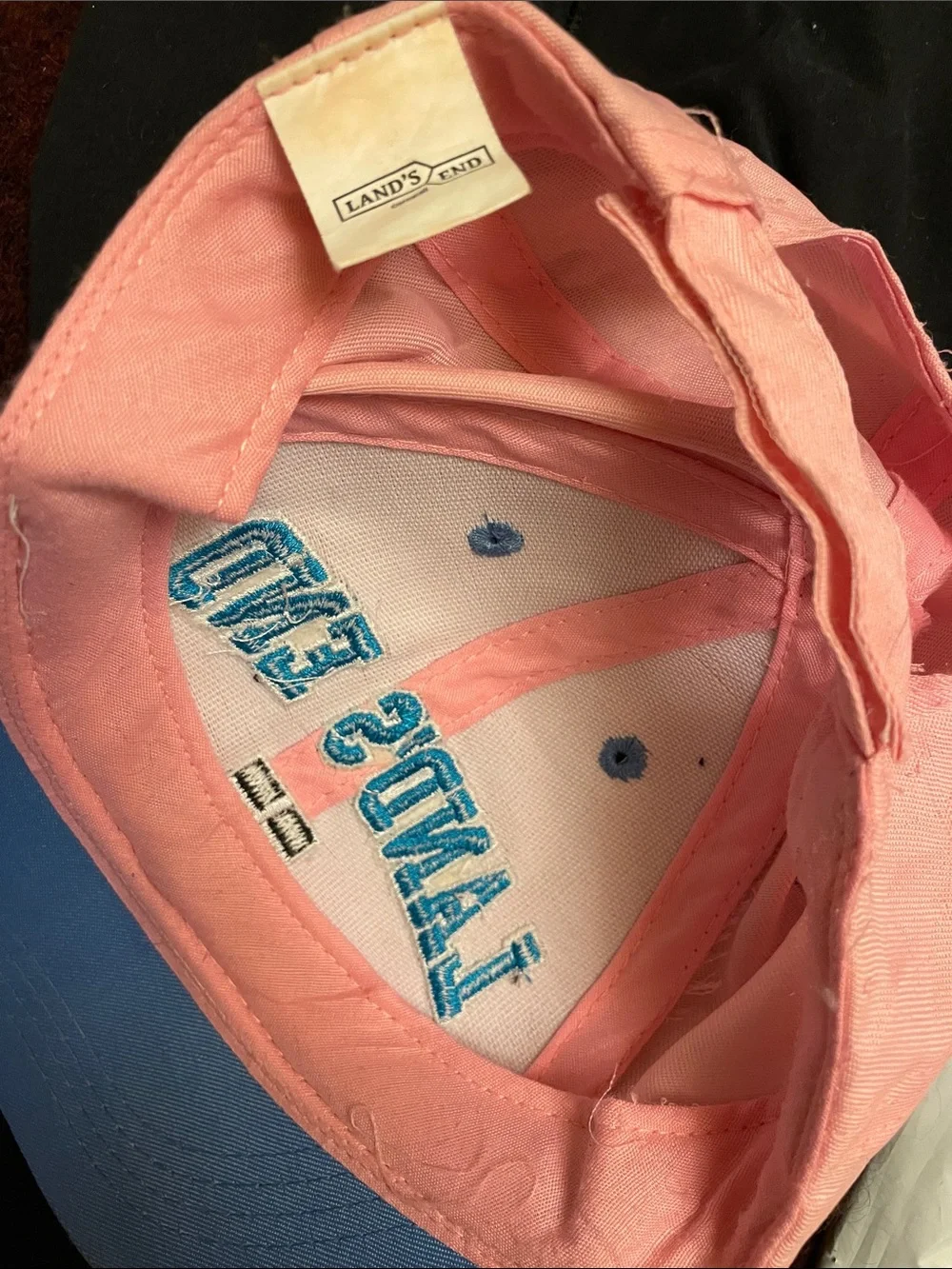 Lands' End Pink and Light Blue Kids' Baseball Cap